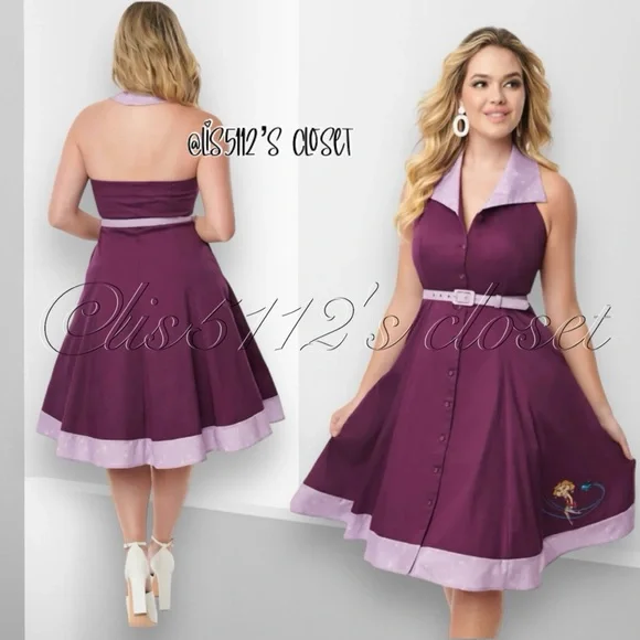 Unique Vintage The Jetsons Jane Purple 60's Retro Halter Pinup Swing Dress 1X 16 - Picture 16 of 16